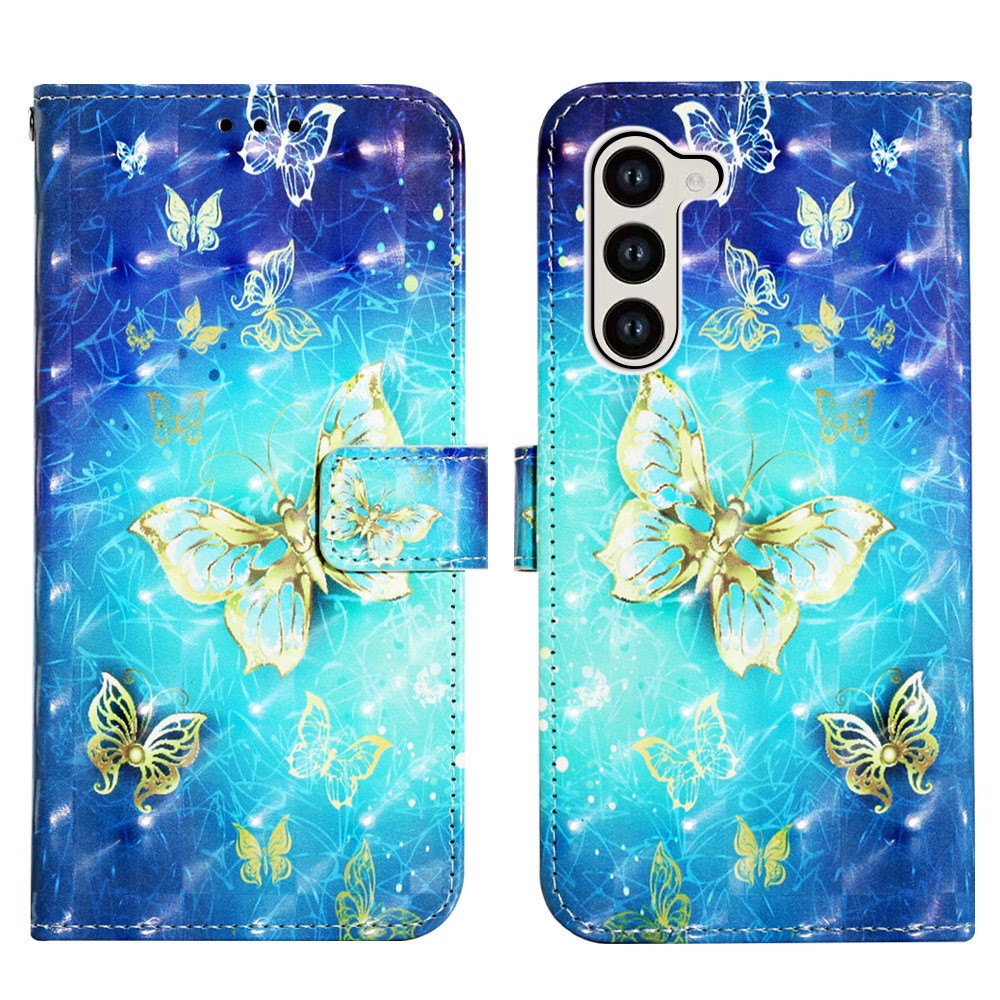For Samsung Galaxy S24 Leather Case 3D Pattern Printing Wallet Stand Mobile Cover with Strap
