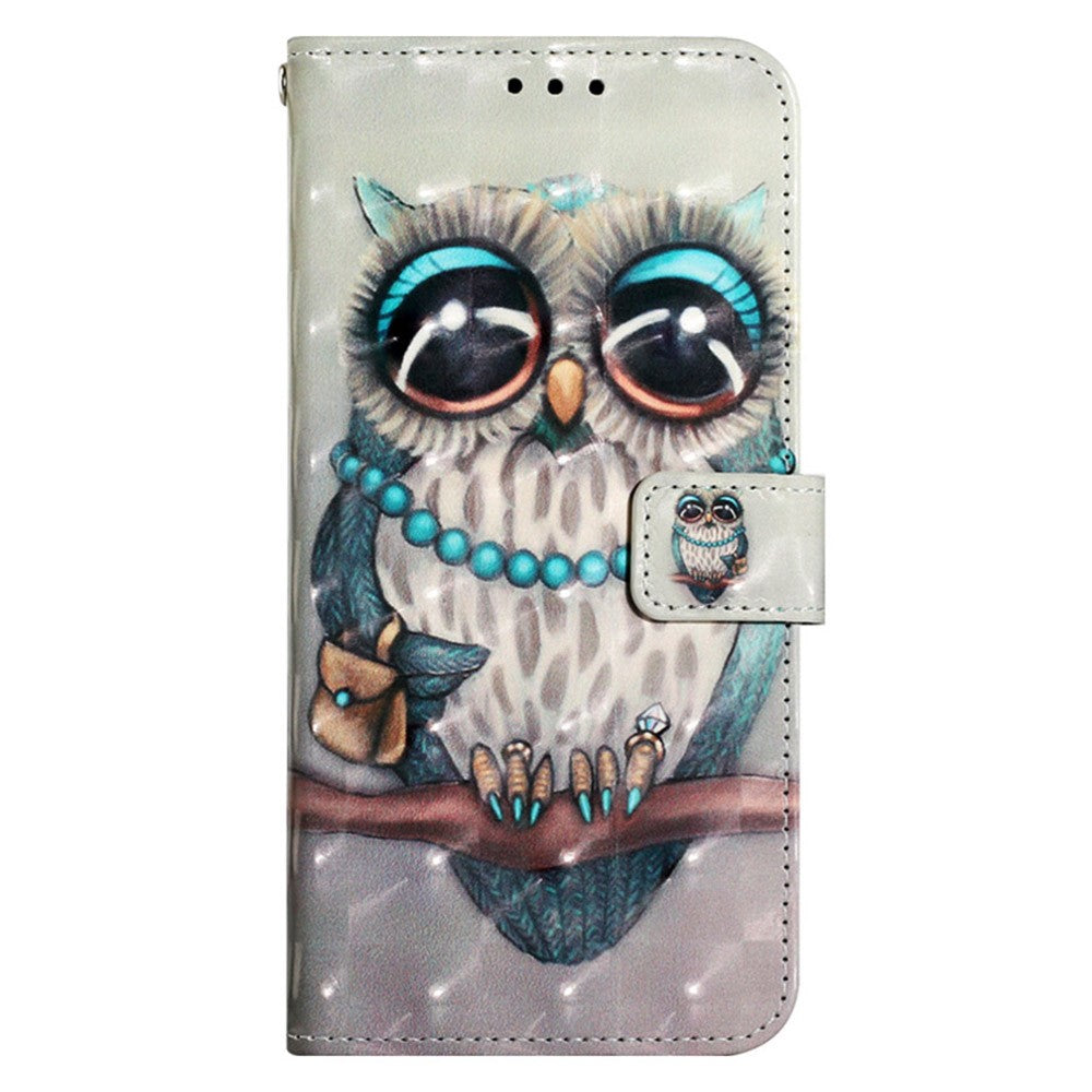 For Samsung Galaxy S24 Leather Case 3D Pattern Printing Wallet Stand Mobile Cover with Strap