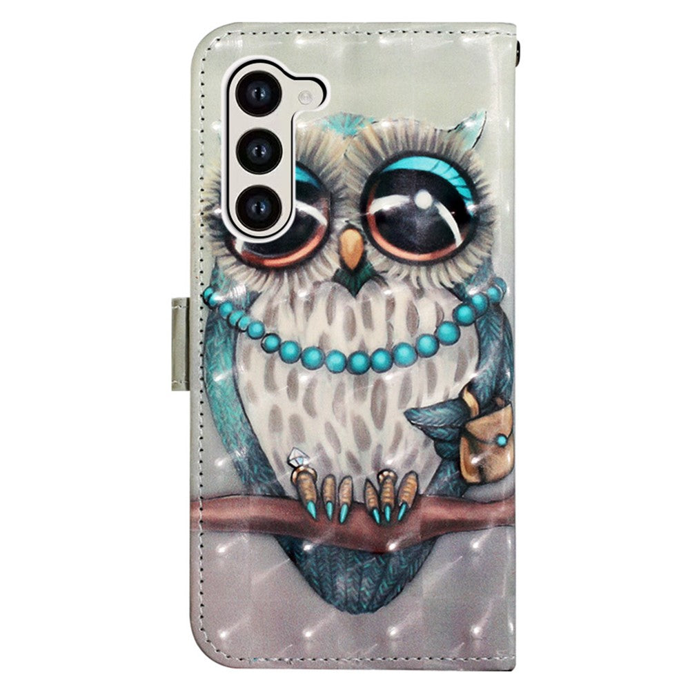 For Samsung Galaxy S24 Leather Case 3D Pattern Printing Wallet Stand Mobile Cover with Strap