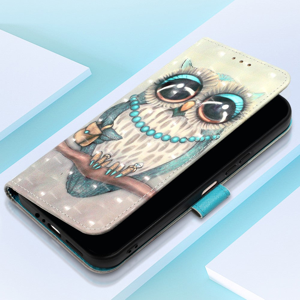 For Samsung Galaxy S24 Leather Case 3D Pattern Printing Wallet Stand Mobile Cover with Strap