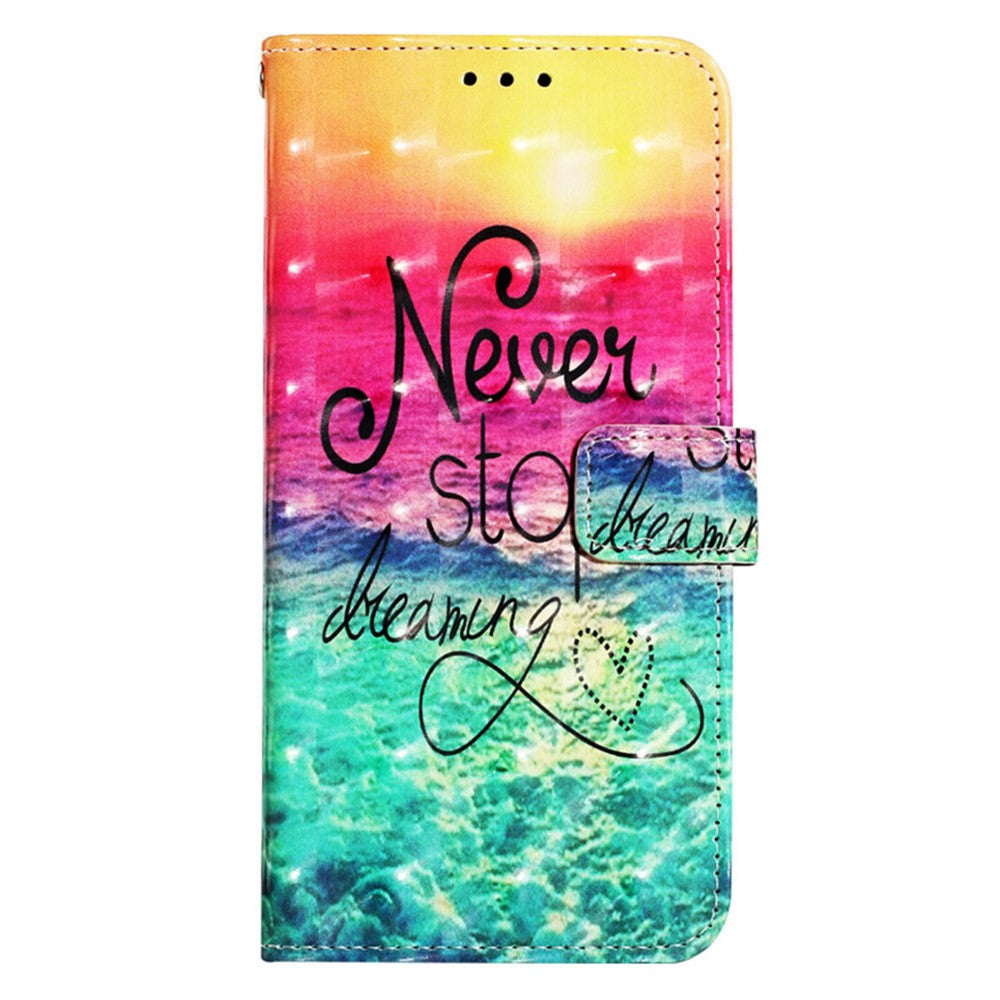 For Samsung Galaxy S24+ Leather Case 3D Pattern Printing Wallet Stand Mobile Cover with Strap