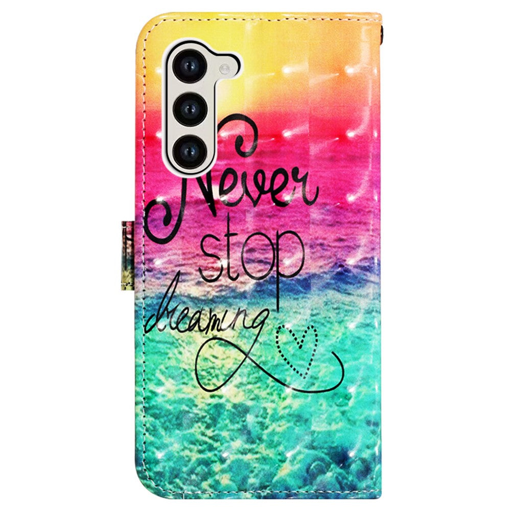 For Samsung Galaxy S24+ Leather Case 3D Pattern Printing Wallet Stand Mobile Cover with Strap