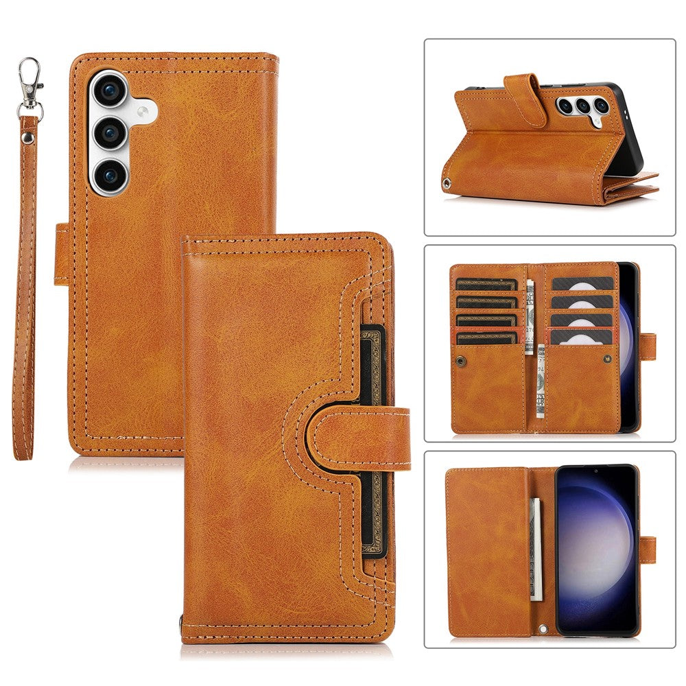 For Samsung Galaxy S24 Case Split Leather Folio Stand Multiple Card Slots Phone Cover