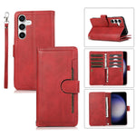 For Samsung Galaxy S24+ Cell Phone Cases Split Leather Stand Wallet Cover with Handy Strap