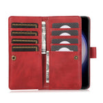 For Samsung Galaxy S24+ Cell Phone Cases Split Leather Stand Wallet Cover with Handy Strap
