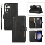 For Samsung Galaxy S24+ Cell Phone Cases Split Leather Stand Wallet Cover with Handy Strap