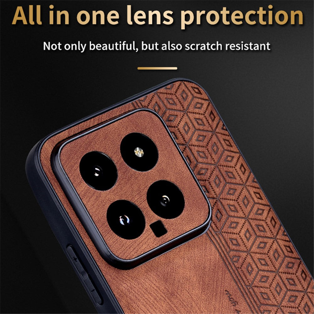 AZNS For Xiaomi 14 Case Imprinted PU Leather Coated TPU Phone Back Cover