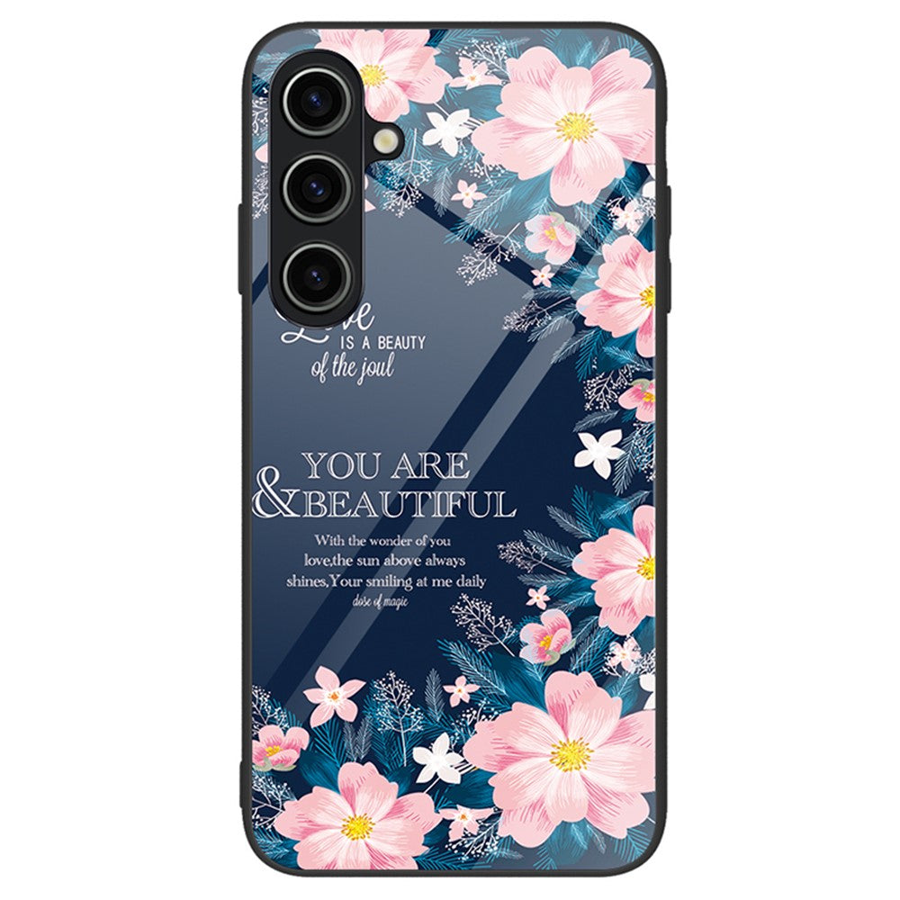 For Samsung Galaxy A25 5G (Global) (161.0 x 76.5 x 8.3mm) Case Pattern Printing Tempered Glass Back Phone Cover