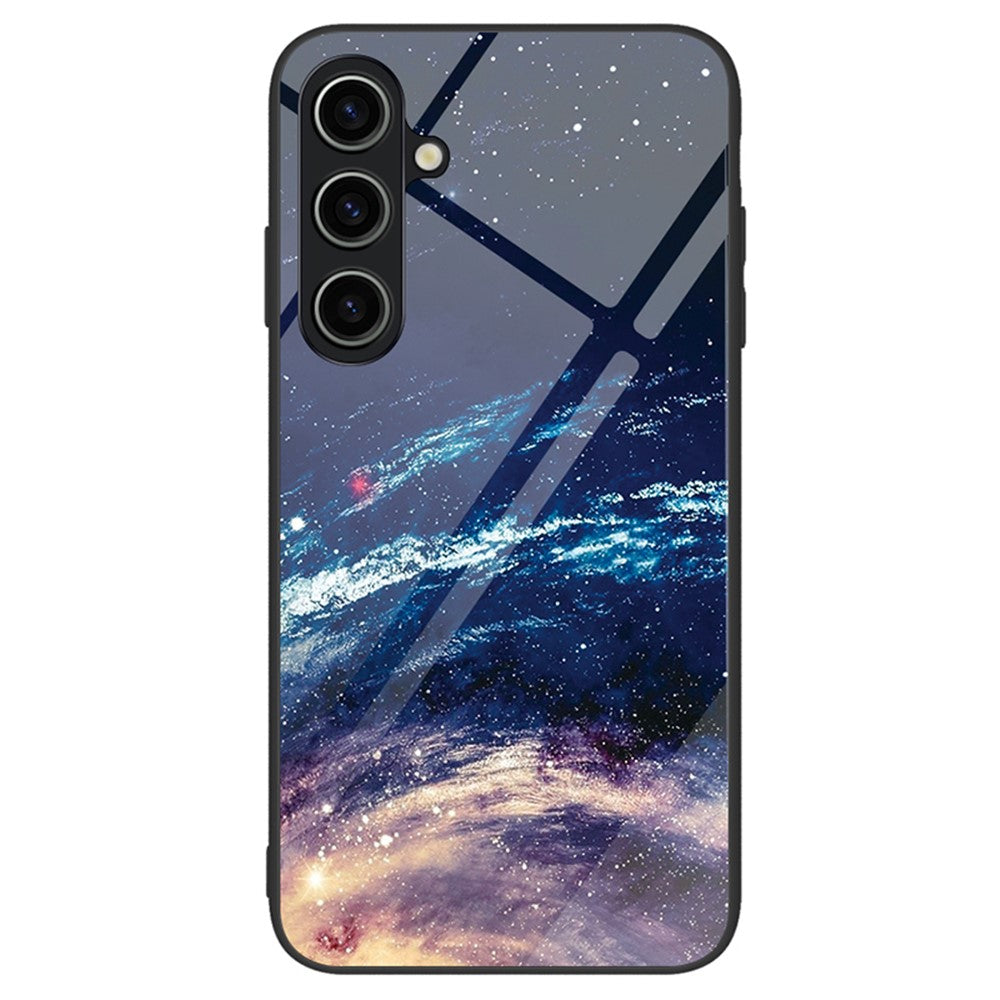 For Samsung Galaxy A25 5G (Global) (161.0 x 76.5 x 8.3mm) Case Pattern Printing Tempered Glass Back Phone Cover