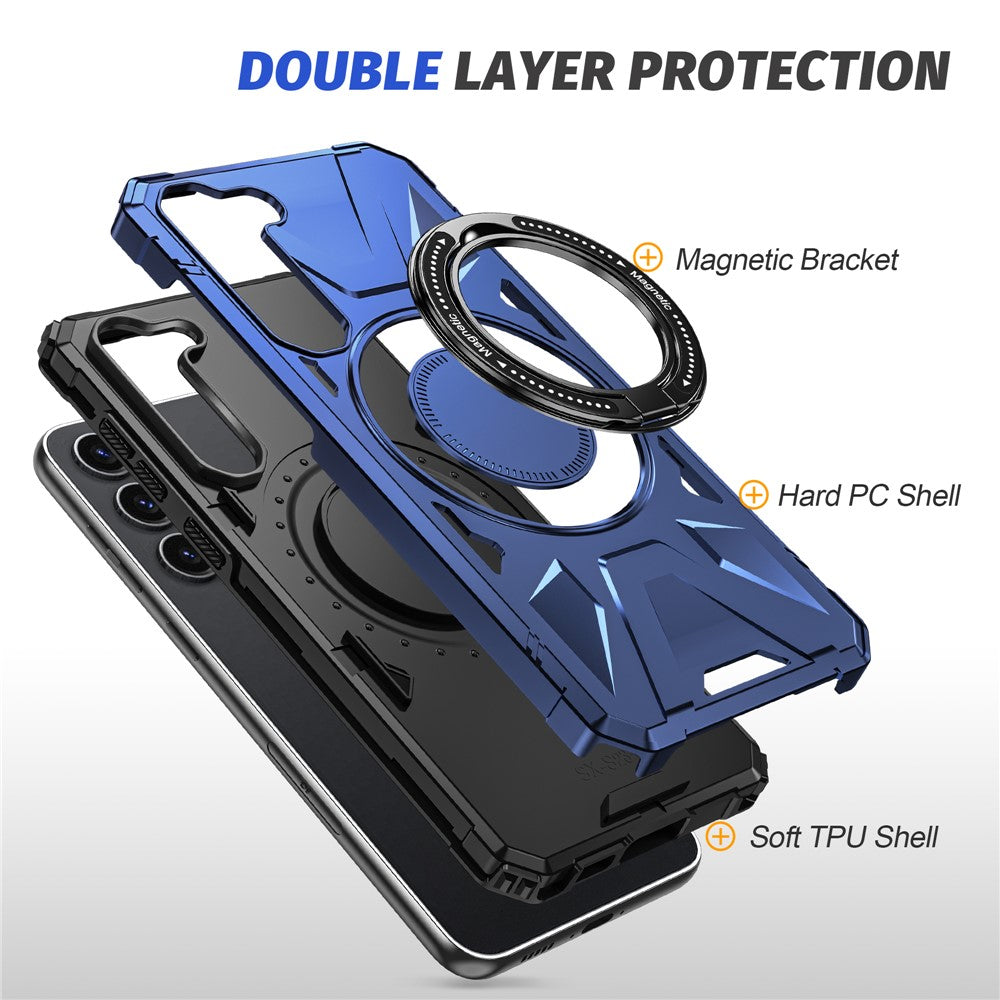 For Samsung Galaxy S23+ Case Magnetic TPU+PC Phone Back Cover with Kickstand