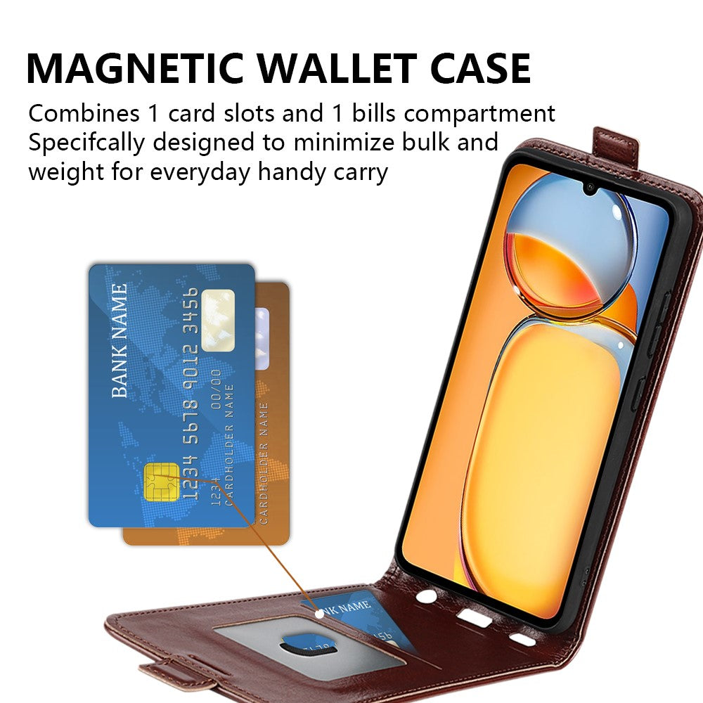 Vertical Flip Case for Xiaomi Redmi 13C 4G / Poco C65 4G Shell Crazy Horse Texture Leather Phone Cover