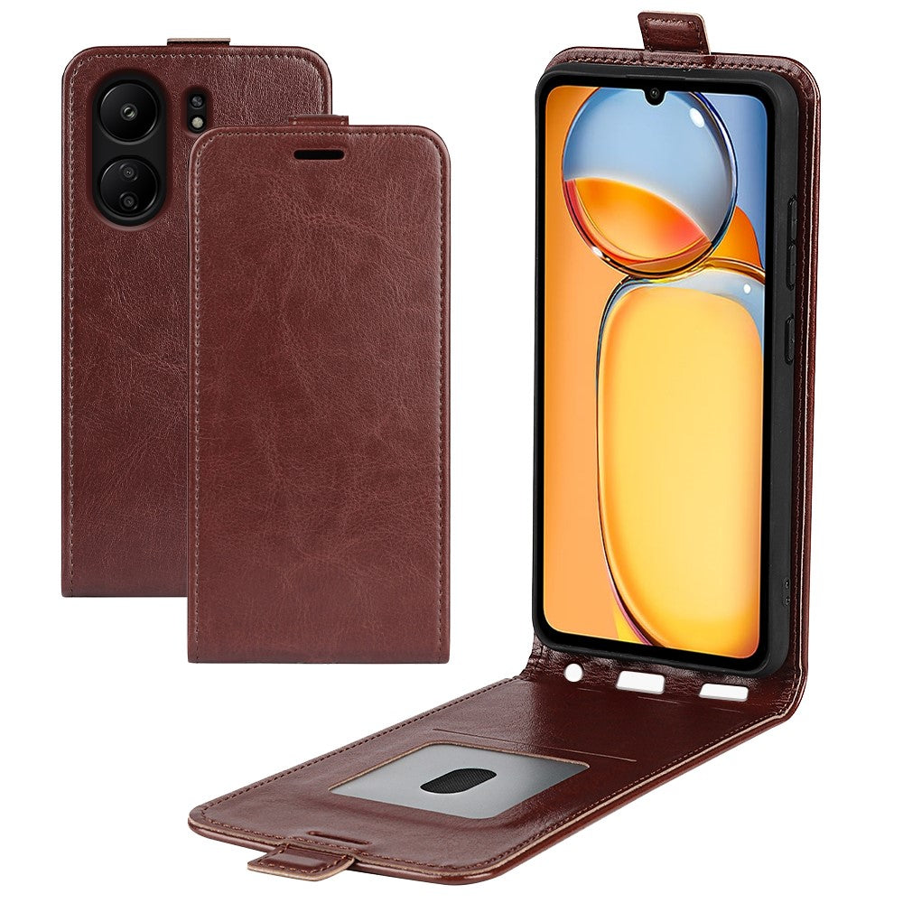 Vertical Flip Case for Xiaomi Redmi 13C 4G / Poco C65 4G Shell Crazy Horse Texture Leather Phone Cover