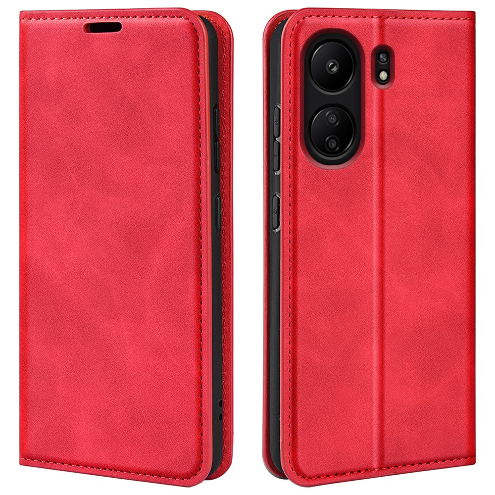 For Xiaomi Redmi 13C 4G / Poco C65 4G Case Leather Magnetic Skin-touch Smart Phone Cover