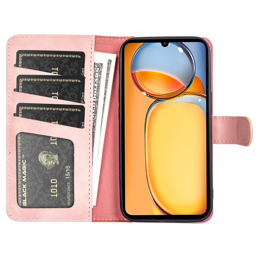 For Xiaomi Redmi 13C 4G / Poco C65 4G Case Color Splicing Wallet Leather Cover
