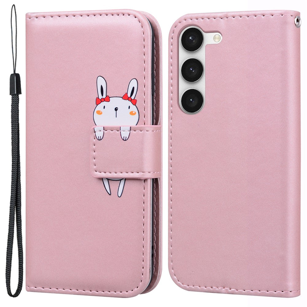 For Samsung Galaxy S25+ / S24+ Cartoon Animal Pattern Cover PU Leather Cell Phone Cases with Strap