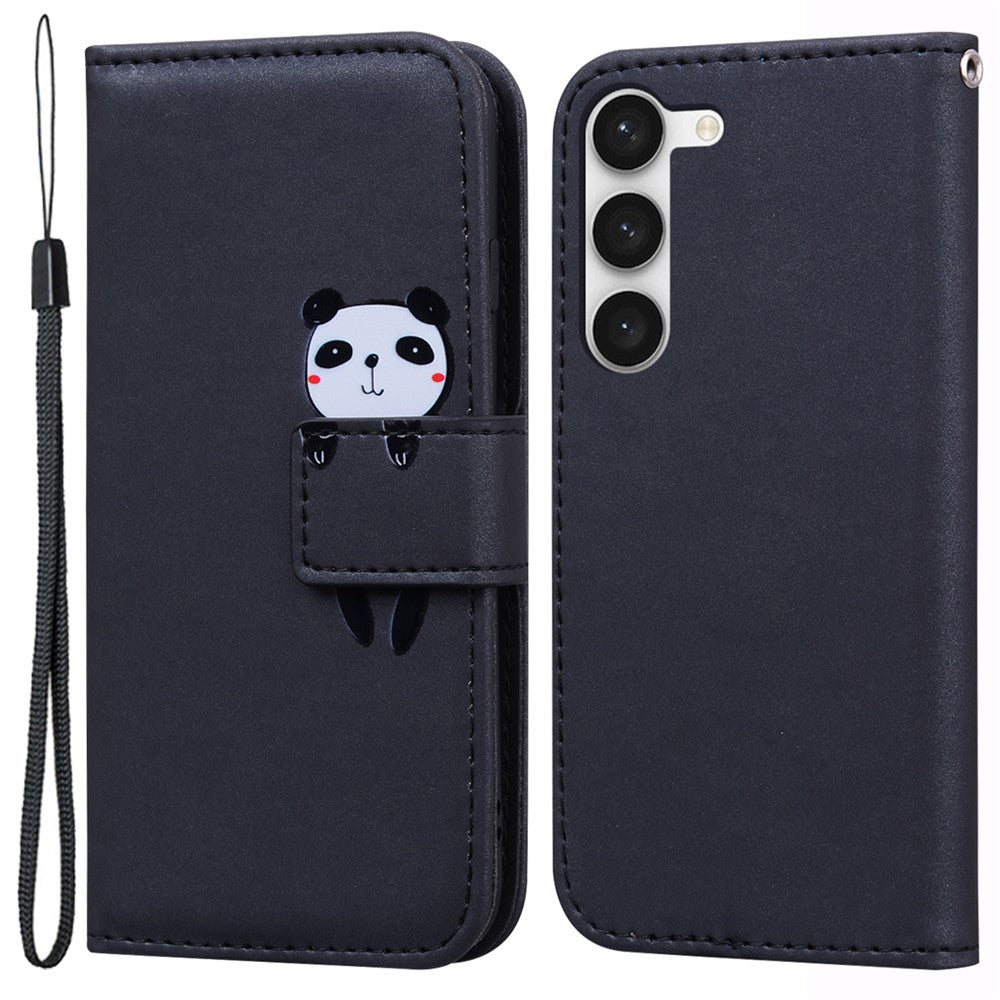 For Samsung Galaxy S25+ / S24+ Cartoon Animal Pattern Cover PU Leather Cell Phone Cases with Strap