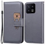 For Xiaomi 13 PU Leather Wallet Cartoon Animal Pattern Cell Phone Cases with Strap