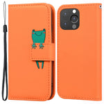 For iPhone 13 Pro 6.1 inch Cover Cartoon Animal Pattern PU Leather Wallet Cell Phone Case