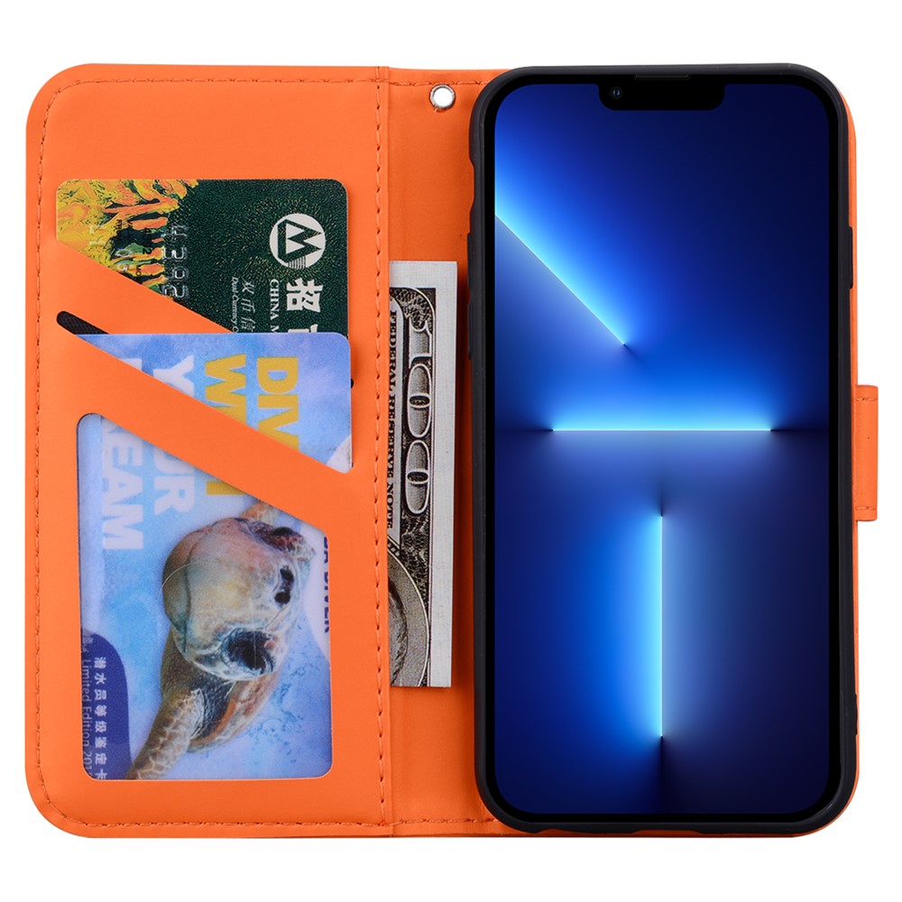 For iPhone 13 Pro 6.1 inch Cover Cartoon Animal Pattern PU Leather Wallet Cell Phone Case