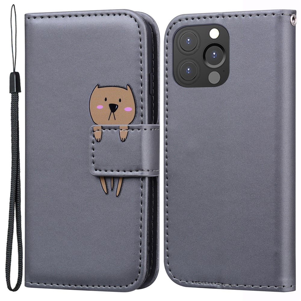 For iPhone 13 Pro 6.1 inch Cover Cartoon Animal Pattern PU Leather Wallet Cell Phone Case