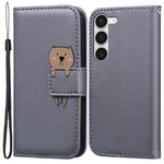 For Samsung Galaxy S23+ Cell Phone Case Cartoon Animal Flip PU Leather Shell with Strap
