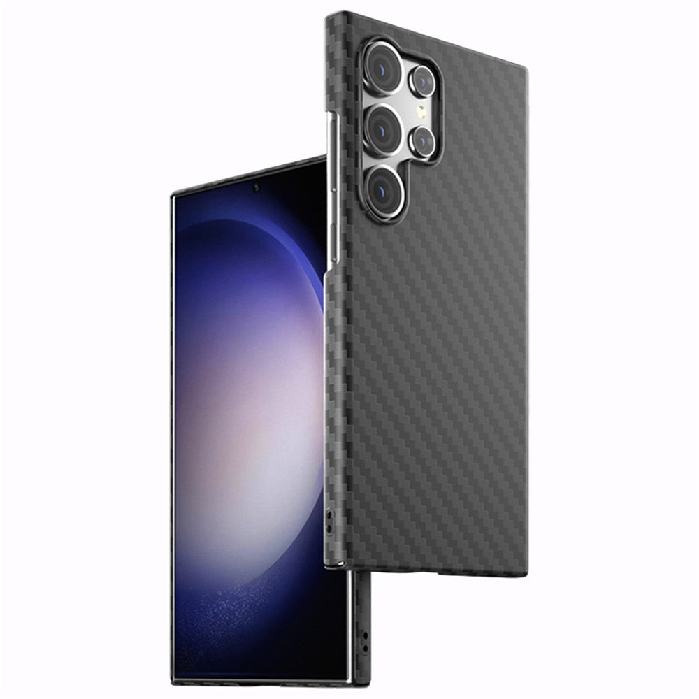 For Samsung Galaxy S23 Ultra Case Carbon Fiber Texture Ant-fingerprint Smartphone Back Cover