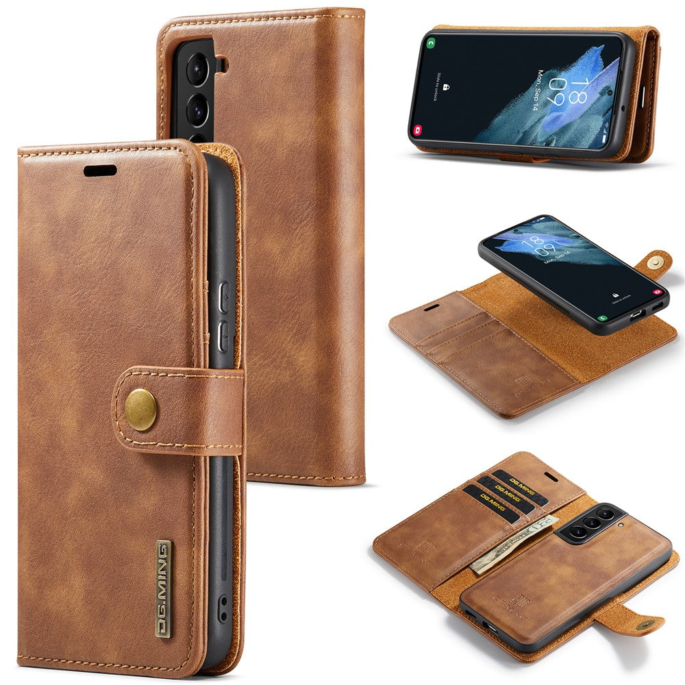 DG.MING for Samsung Galaxy S24+ Case Split Leather Wallet Detachable Phone Cover