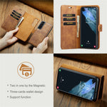 DG.MING for Samsung Galaxy S24+ Case Split Leather Wallet Detachable Phone Cover