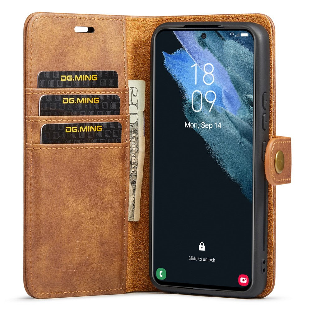 DG.MING for Samsung Galaxy S24+ Case Split Leather Wallet Detachable Phone Cover
