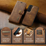 DG.MING for Samsung Galaxy S24+ Case Split Leather Wallet Detachable Phone Cover