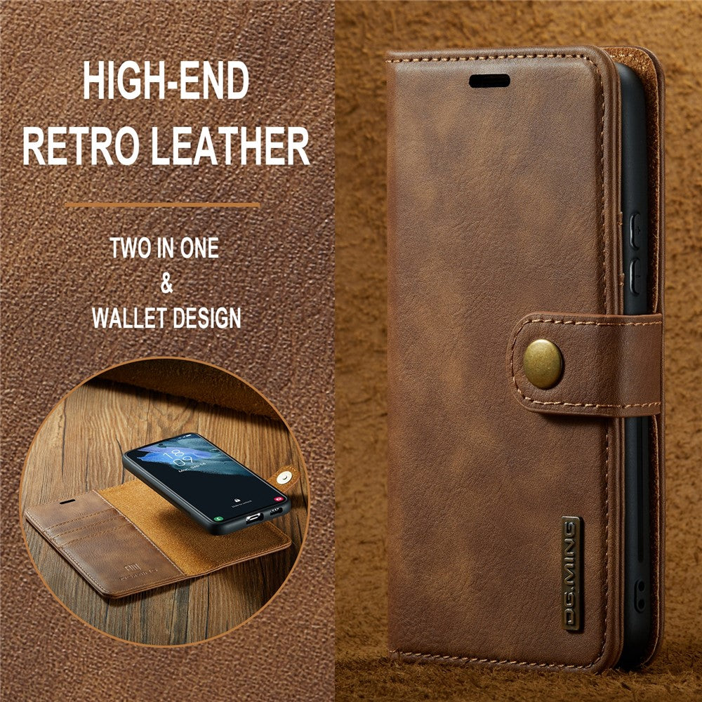 DG.MING for Samsung Galaxy S24+ Case Split Leather Wallet Detachable Phone Cover
