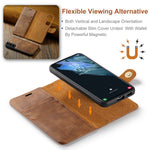 DG.MING for Samsung Galaxy S24+ Case Split Leather Wallet Detachable Phone Cover