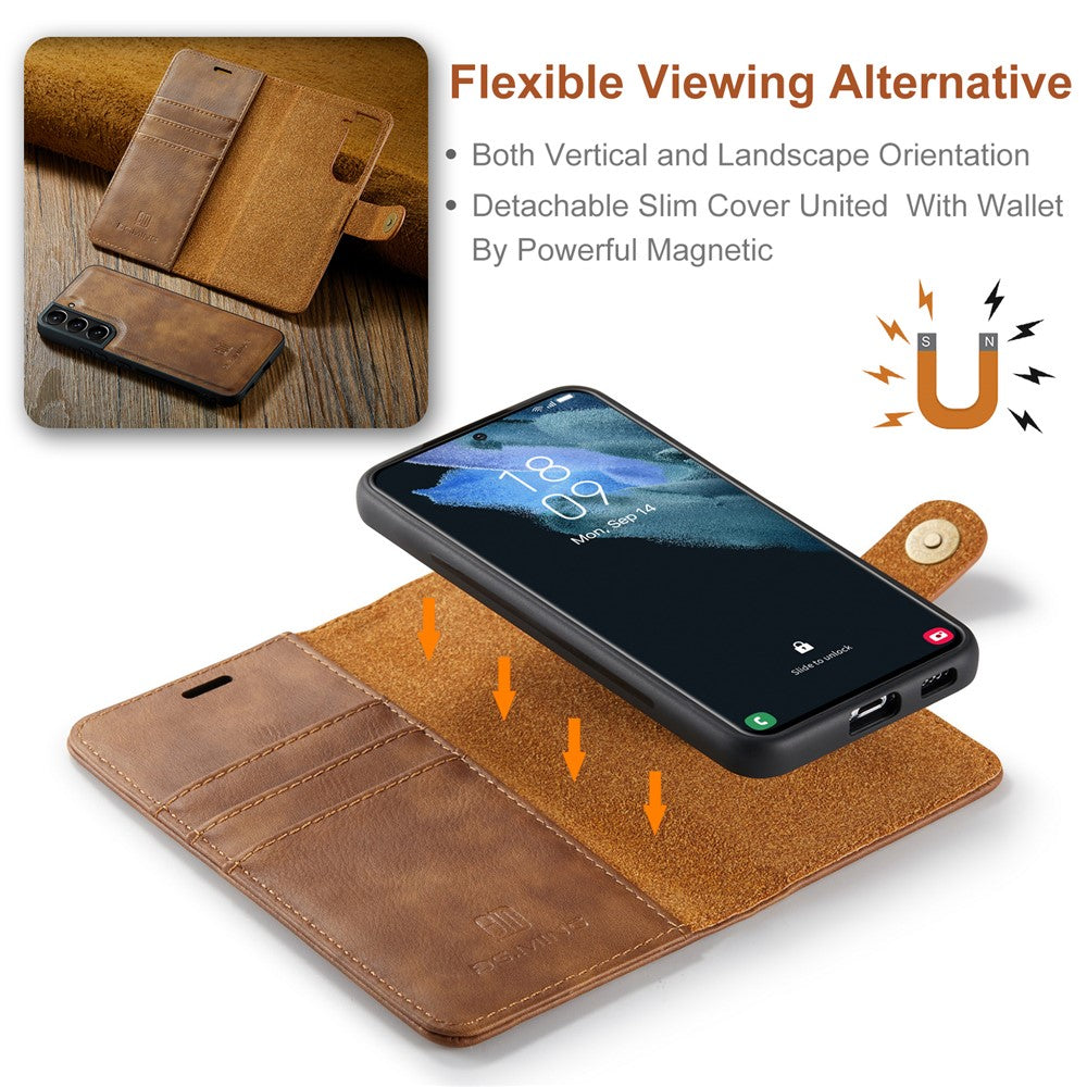 DG.MING for Samsung Galaxy S24+ Case Split Leather Wallet Detachable Phone Cover