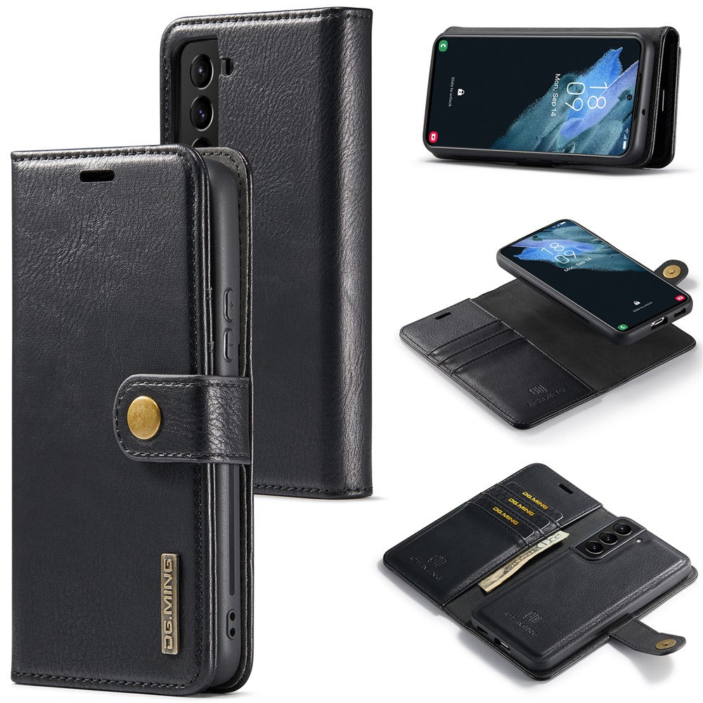 DG.MING for Samsung Galaxy S24+ Case Split Leather Wallet Detachable Phone Cover
