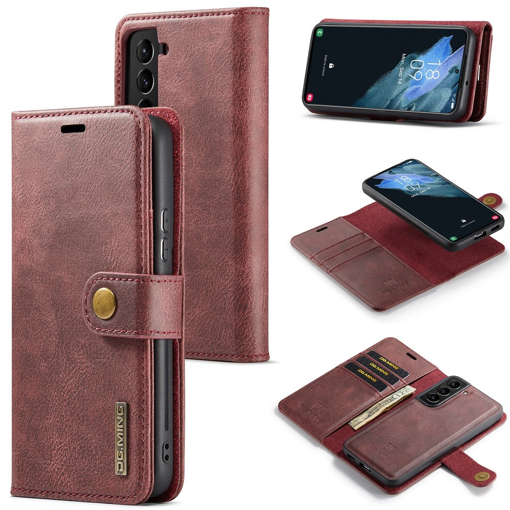 DG.MING for Samsung Galaxy S24+ Case Split Leather Wallet Detachable Phone Cover