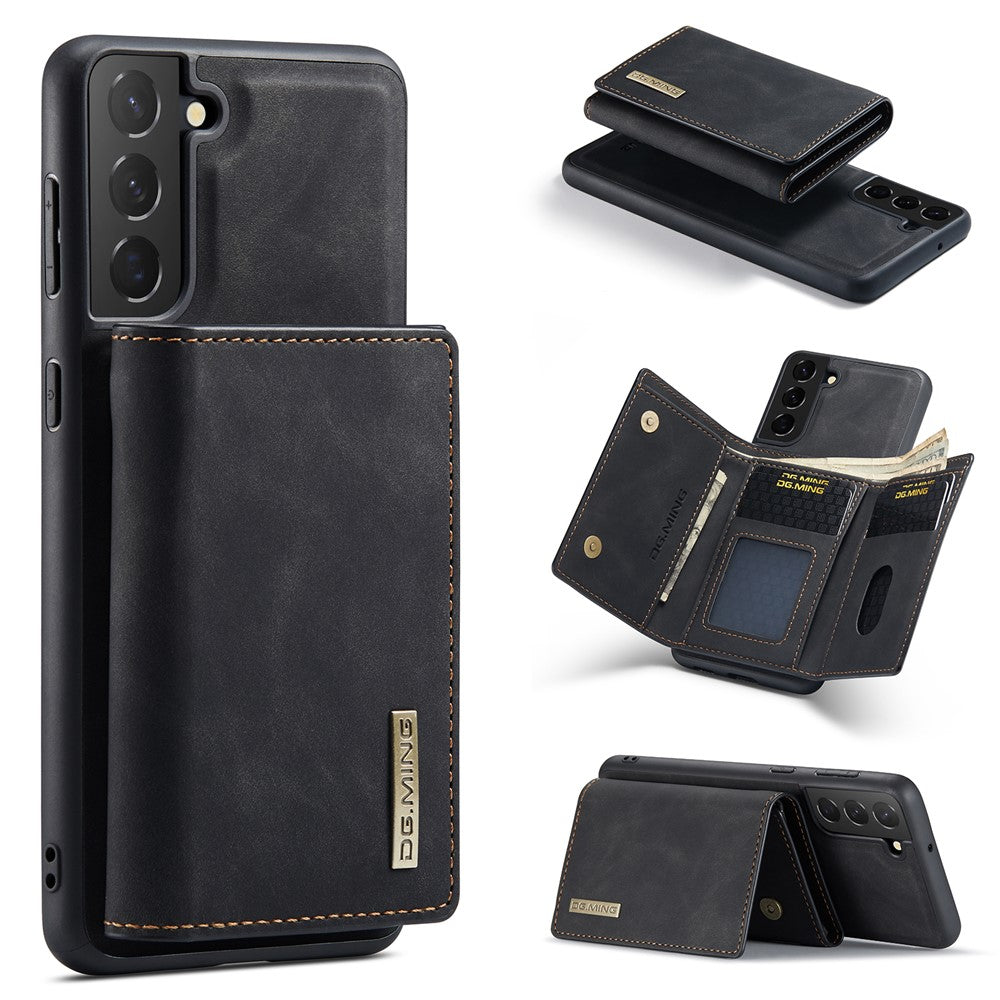 DG.MING M1 Series for Samsung Galaxy S24+ Case Magnetic Wallet Leather Coated PC+TPU Cover