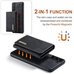 DG.MING M1 Series for Samsung Galaxy S24+ Case Magnetic Wallet Leather Coated PC+TPU Cover