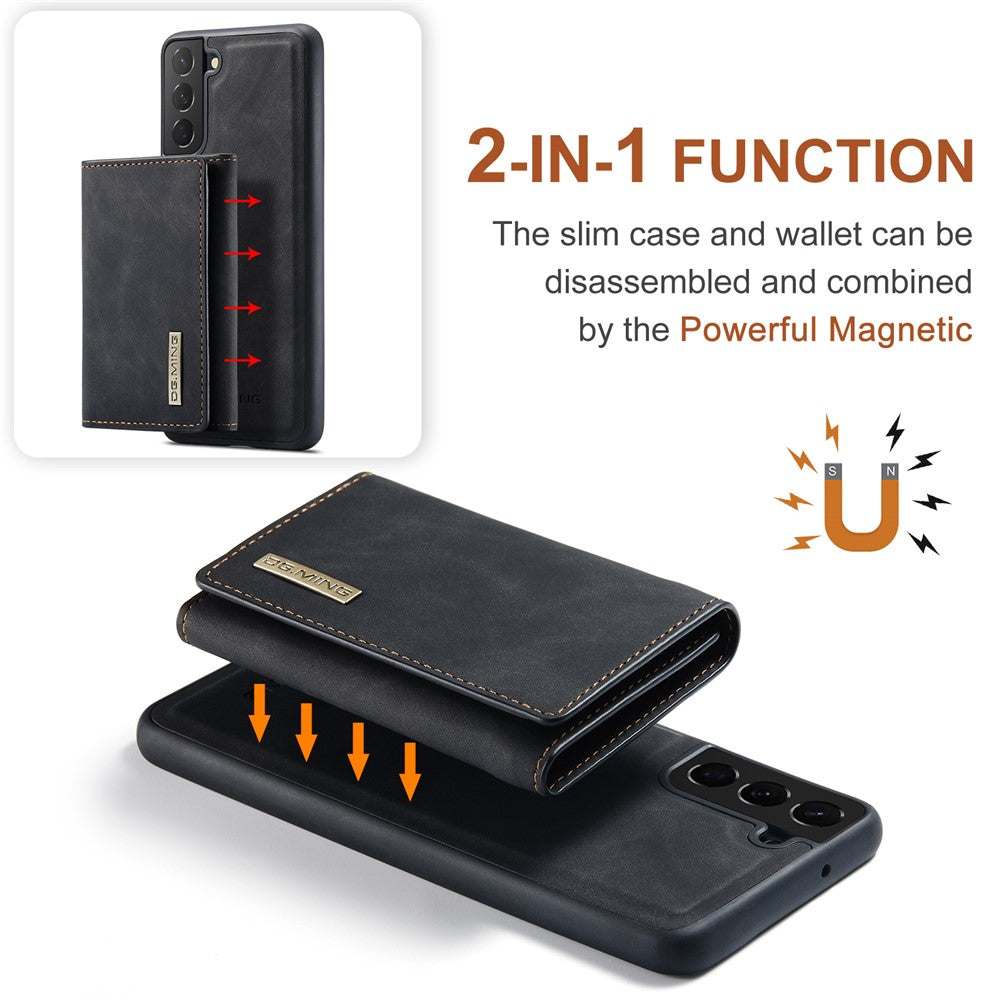 DG.MING M1 Series for Samsung Galaxy S24+ Case Magnetic Wallet Leather Coated PC+TPU Cover