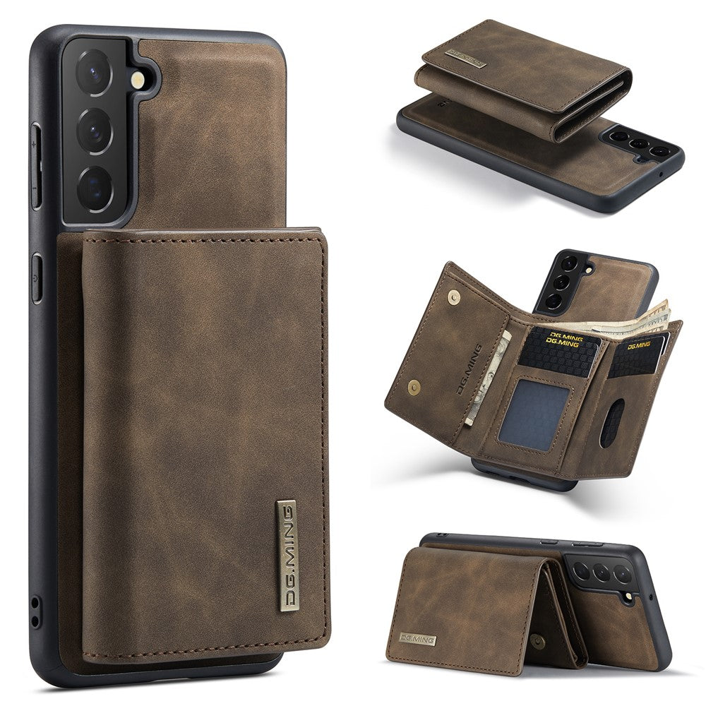 DG.MING M1 Series for Samsung Galaxy S24+ Case Magnetic Wallet Leather Coated PC+TPU Cover