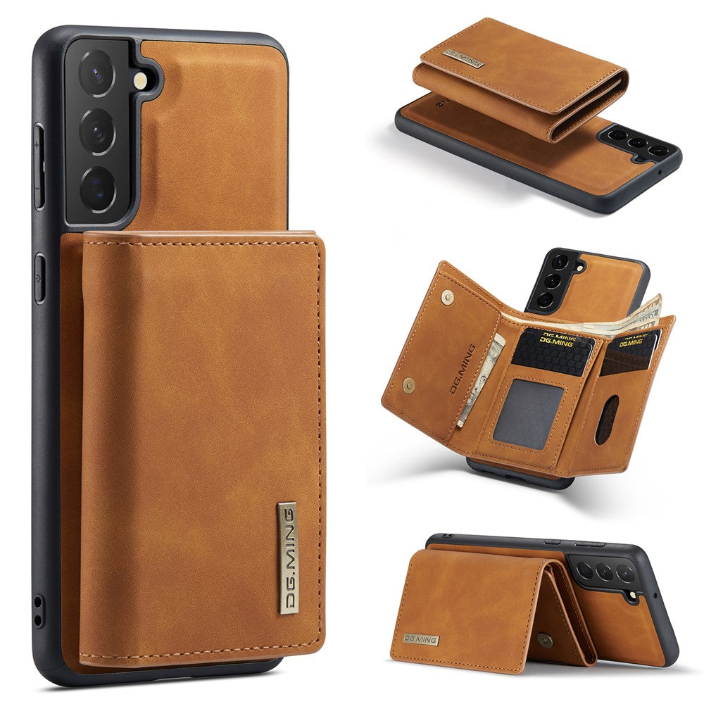 DG.MING M1 Series for Samsung Galaxy S24+ Case Magnetic Wallet Leather Coated PC+TPU Cover