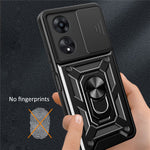 For Oppo A58 4G Case Slide Lens Cover PC+TPU Kickstand Cover