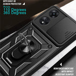 For Oppo A58 4G Case Slide Lens Cover PC+TPU Kickstand Cover