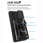 For Oppo A58 4G Case Slide Lens Cover PC+TPU Kickstand Cover