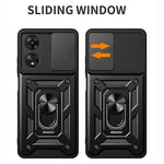 For Oppo A58 4G Case Slide Lens Cover PC+TPU Kickstand Cover