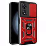 For Oppo A58 4G Case Slide Lens Cover PC+TPU Kickstand Cover