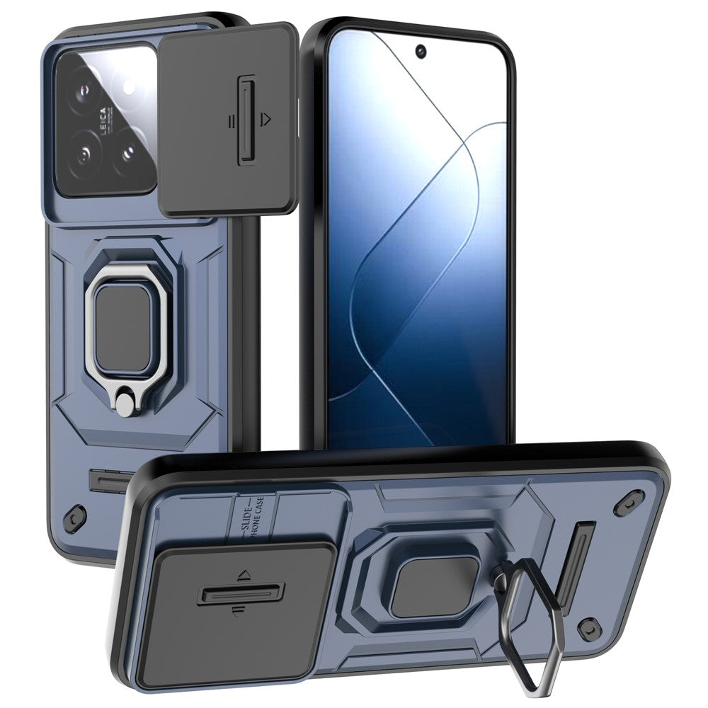 Xiaomi 14 Mobilskal PC+TPU Fallskyddande Stativskydd med Glidlinsskydd