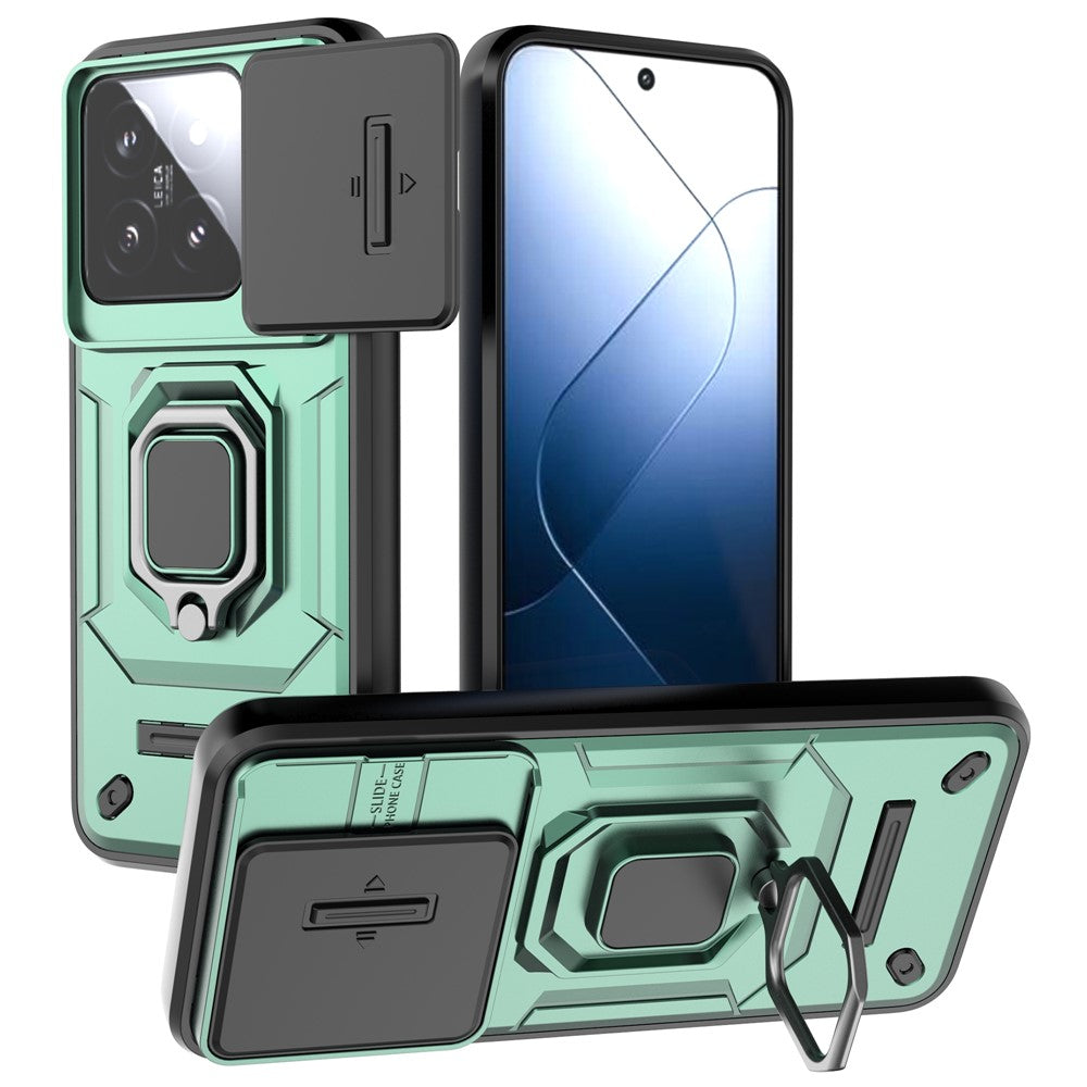 Xiaomi 14 Mobilskal PC+TPU Fallskyddande Stativskydd med Glidlinsskydd