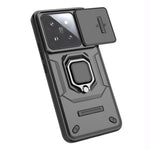For Xiaomi 14 Pro Case PC+TPU Shockproof Kickstand Phone Protector with Slide Lens Shield