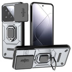 For Xiaomi 14 Pro Case PC+TPU Shockproof Kickstand Phone Protector with Slide Lens Shield