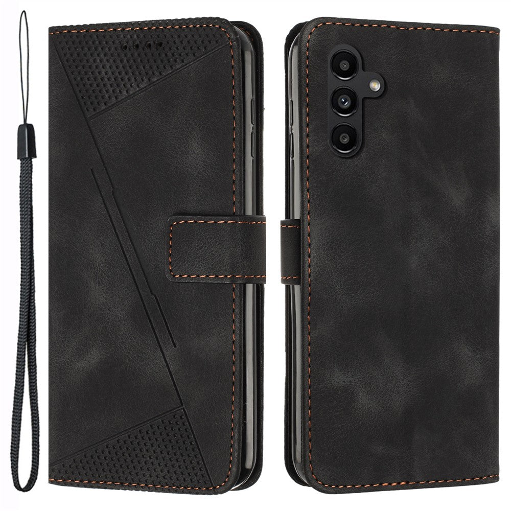 Til Samsung Galaxy A25 5G (Global) (161.0 x 76.5 x 8.3mm) Magnetisk Cover i PU Læder med Trekantsaftryk og Pungfunktion til Smartphone
